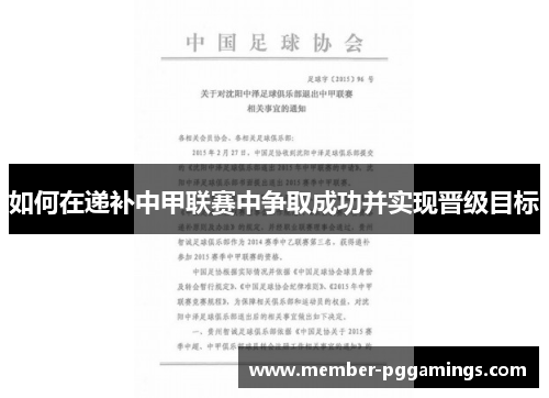 如何在递补中甲联赛中争取成功并实现晋级目标 如何在递补中甲联赛中争取成功并实现晋级目标